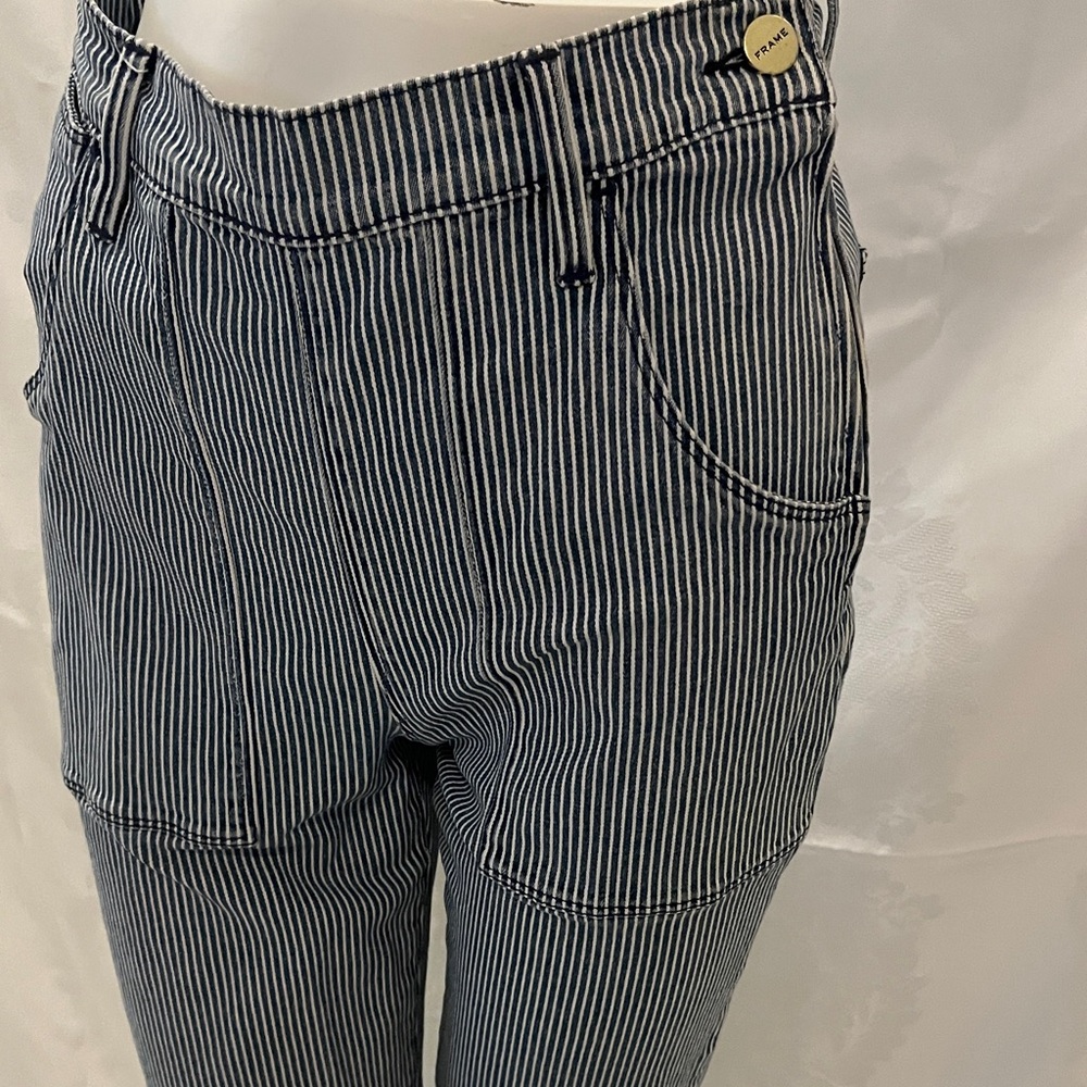 Frame Denim Blue and White Striped Ankle Jeans - Picture 7 of 12
